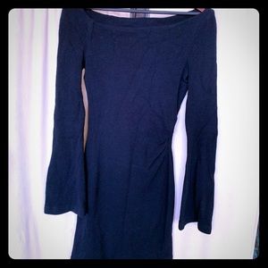 Diane Von Fürstenberg Black Ruched Wool Dress